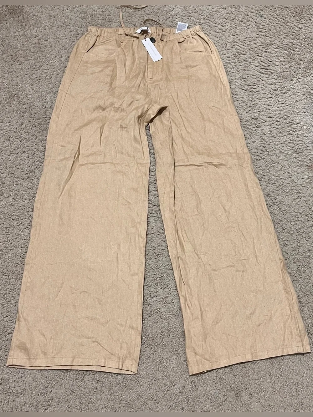 BANANA REPUBLIC THE STUDIO WIDE-LEG DRAWSTRING PANT IN LINEN